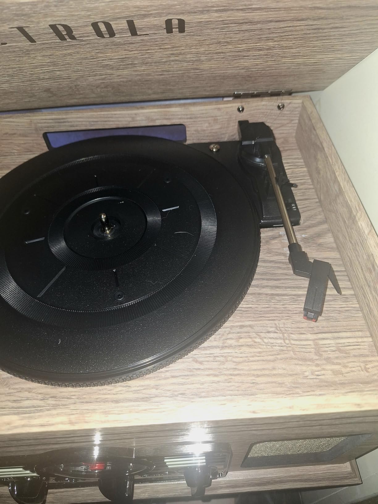 Victrola Quincy - 6-in-1 Bluetooth Record Player - Mahogany | Plays vinyl, CD, cassette and FM radio through built-in stereo speakers, Bluetooth and aux streaming, headphone jack customer photo 1