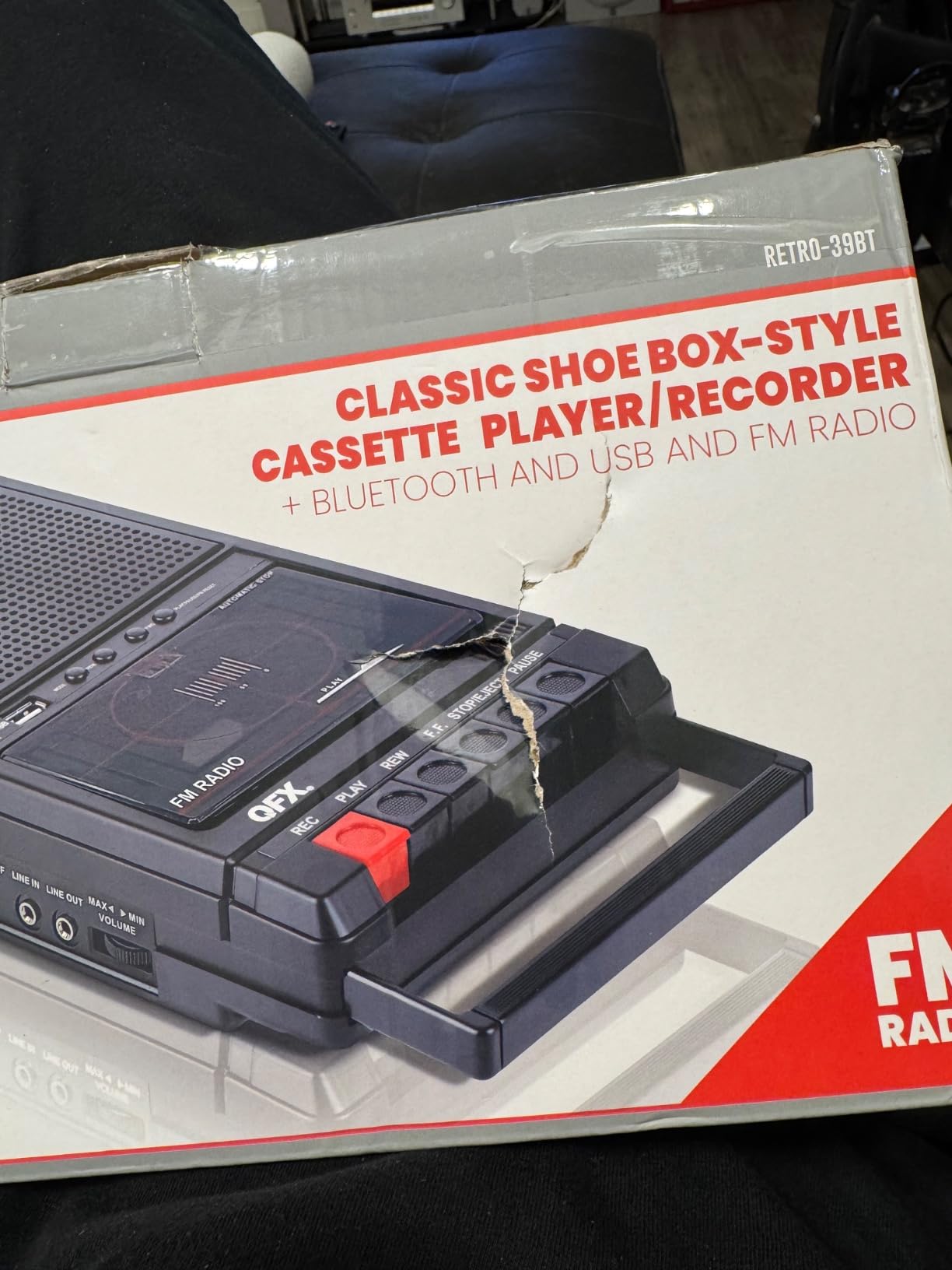 QFX Portable Shoebox Cassette Tape Player Recorder RETRO-39BT - USB to Cassette Recording, Built-In Mic, 3.5