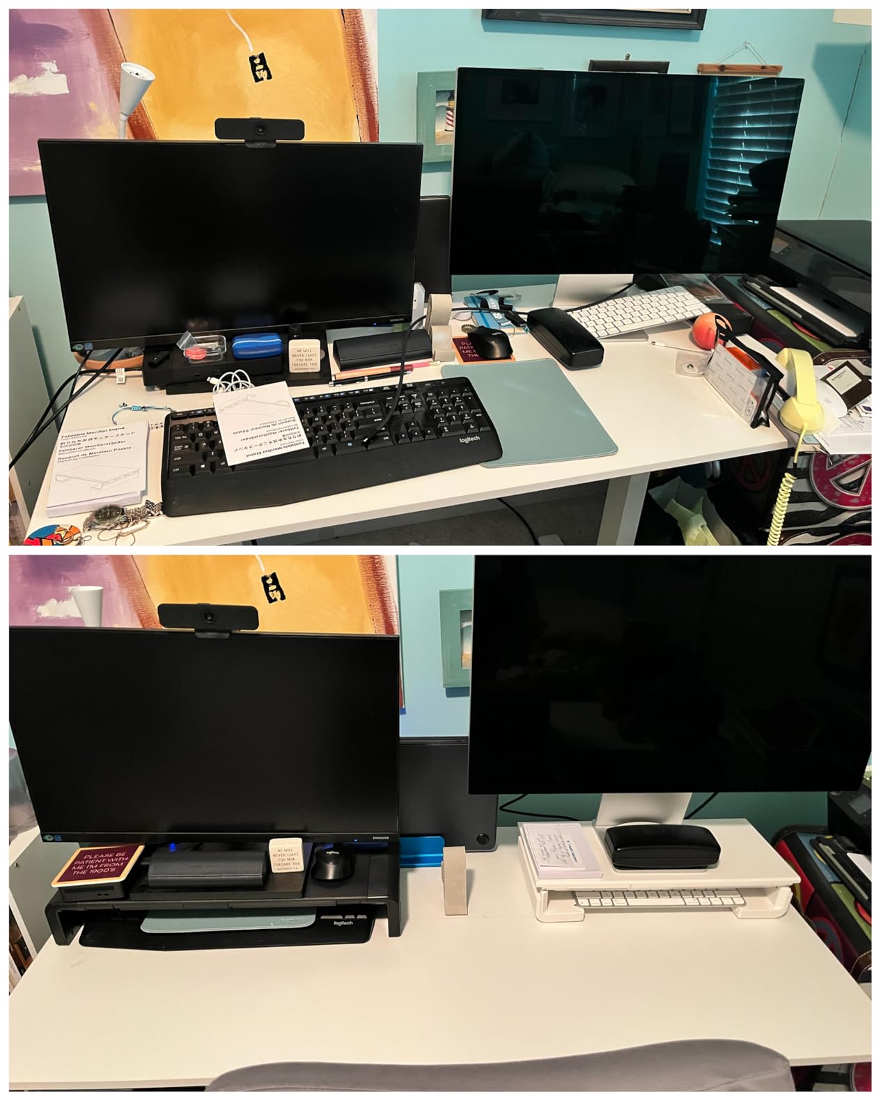 Klearlook Computer Monitor Stand for Desk, Adjustable Foldable Monitor Riser with Storage Drawer & Tablet Phone Holder for Office, Home, Laptop, Desktop (Black) customer photo 1
