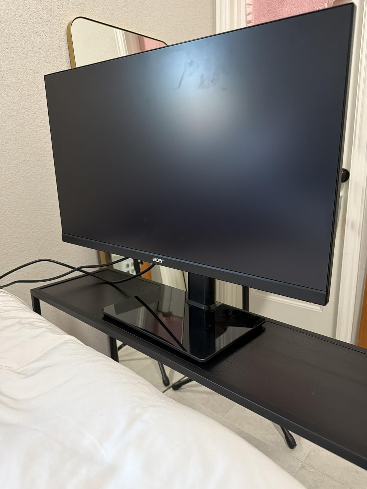 Single LCD Computer Monitor Free-Standing Desk Stand Mount Riser for 13 inch to 32 inch screen with Swivel, Height Adjustable, Rotation, Vesa Base Stand Holds One (1) Screen up to 77Lbs(HT05B-001)) customer photo 1