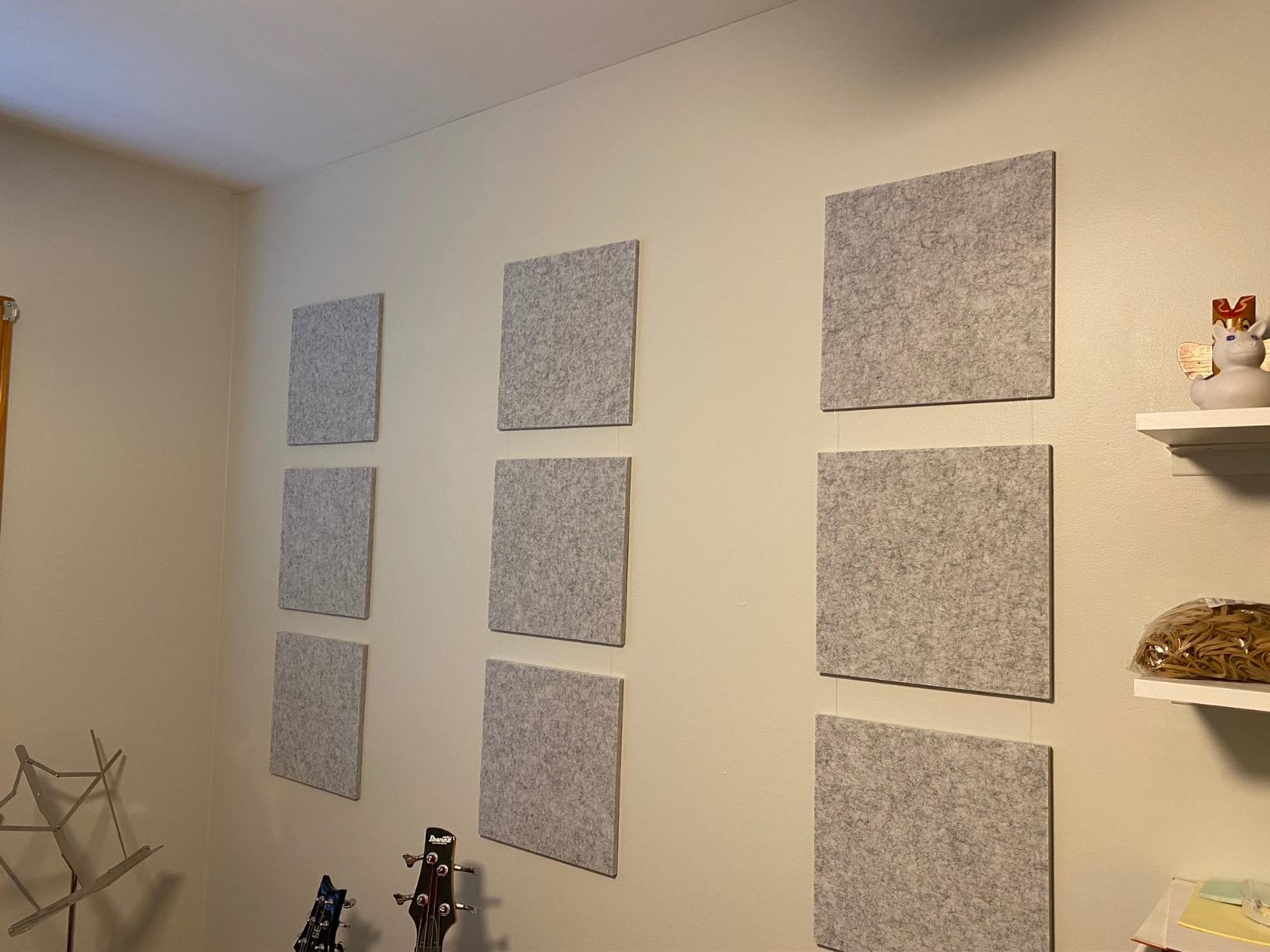 BXI Thickened Sound Absorbing Panels - 12 Pack 12 X 12 X 0.5 Inches Dense Acoustic Panels, Echo Noise Reducing Sound Panels, Tackable Studio Panels for Wall and Ceiling Acoustic Treatment customer photo 1