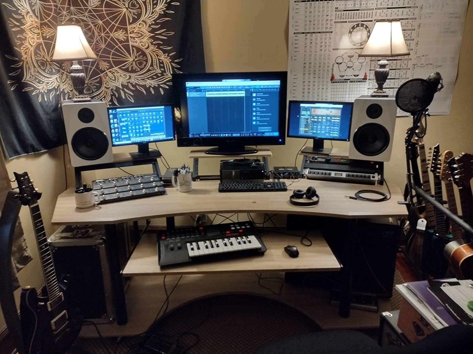 Acme Eleazar Wooden 4-Shelf Music Recording Studio Desk in Black Oak customer photo 2
