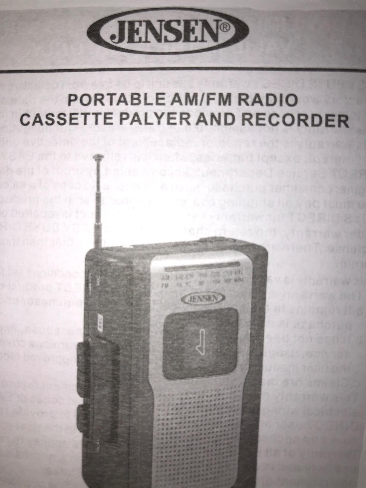 Jensen CR-100 Vintage Portable Personal Cassette/Recorder Tape Player with AM-FM Radio Built-in Speaker & Microphone - Teal Limited Edition customer photo 1