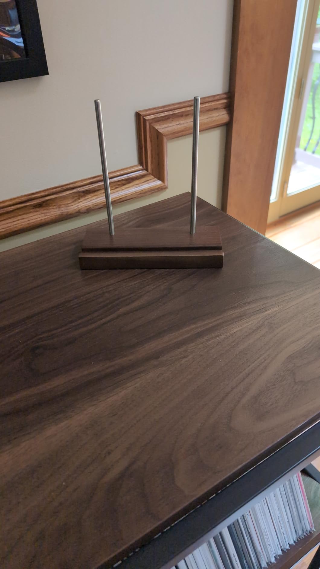 35 LP Vinyl Record Storage Holder, Solid Walnut, Adjustable | Solid Walnut and Steel, Holds 25-35 LPs, Adjustable Positions, No-Tool Assembly, Non-Slip Base, 3-yr Warranty customer photo 1