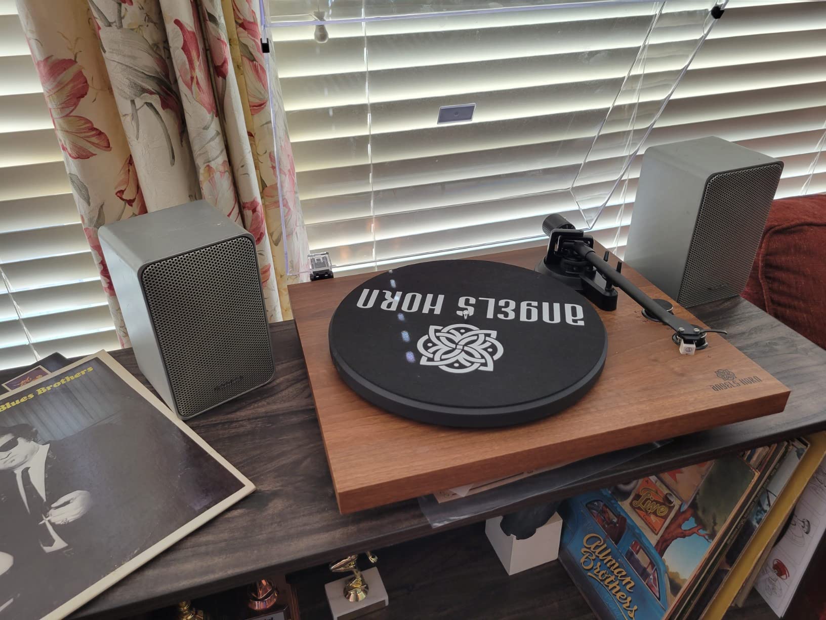 ANGELS HORN Vinyl Record Player, Hi-Fi System Bluetooth Turntable Players with Stereo Bookshelf Speakers, Built-in Phono Preamp, Belt Drive 2-Speed, Adjustable Counterweight, AT-3600L customer photo 1