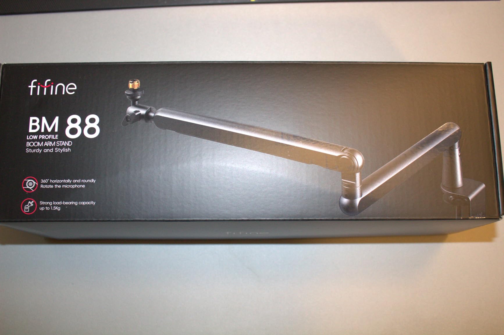 FIFINE BM88 Low Profile Microphone Boom Arm Stand for Gaming Streaming | Adjustable Stick Stand, Desk Mount Clamp, Cable Management customer photo 1