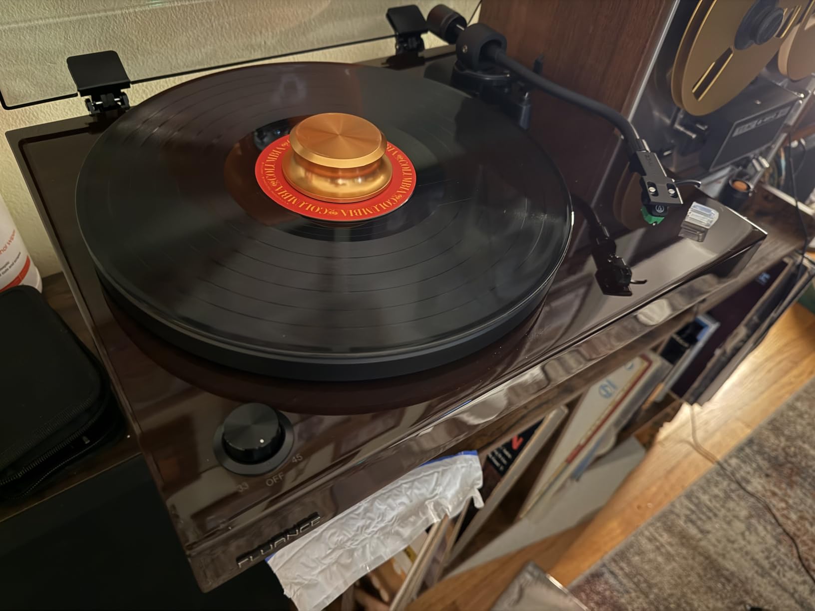 RT81+ Elite High Fidelity Vinyl Turntable Record Player, Audio Technica VM95E Cartridge, Anti-Resonant Platter, Acrylic Mat, Phono Preamp Wood Plinth Adjustable Isolation Feet - Natural Walnut customer photo 2