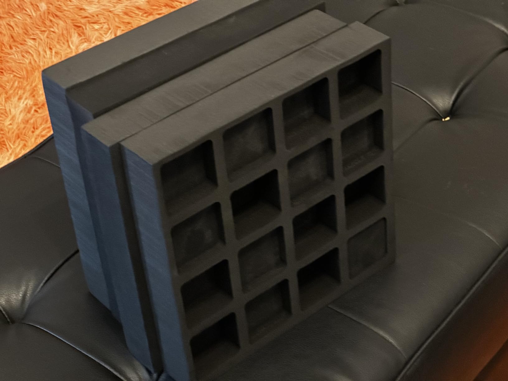 Waffle Acoustic Diffuser Panels, 4-Piece Kit, 24 x 24 in, Black | QRD-inspired sound diffuser panels customer photo 2