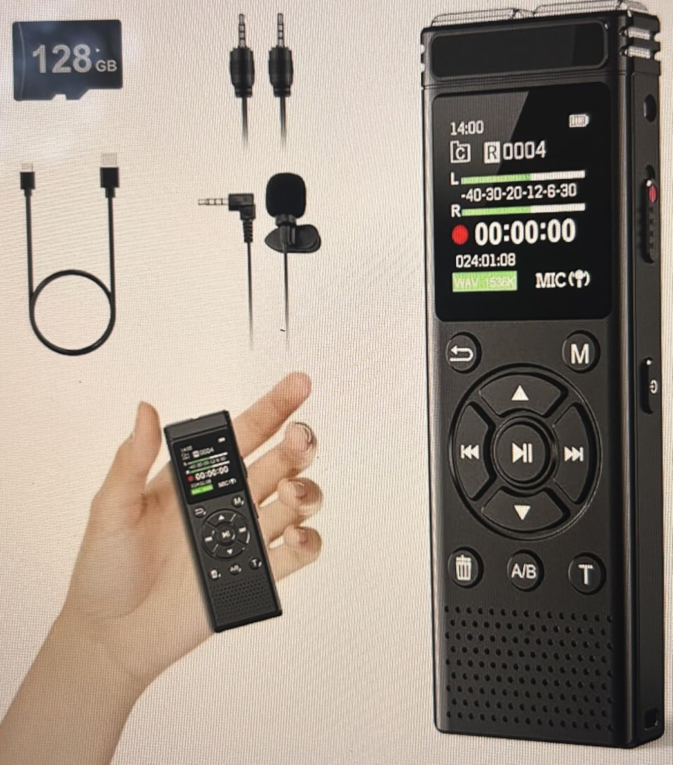 136GB Digital Voice Recorder with Playback,9000 Hours Audio Recording Device,Voice Activated Recorder with Noise Reduction,A-B Repeat,Mp3 Player and Password for Lectures Meeting/Classes/Interviews customer photo 1
