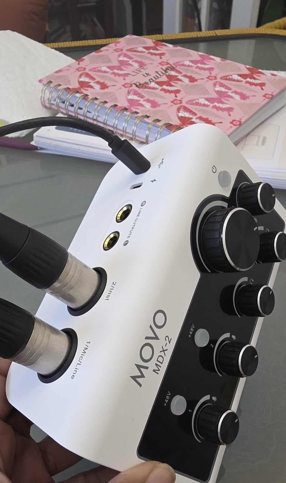 Movo Portable Podcast Equipment Bundle for iPhone/Android - Podcast Kit with Audio Interface, 2 CastMic Dynamic Mics, Boom Arms and Headphones customer photo 2
