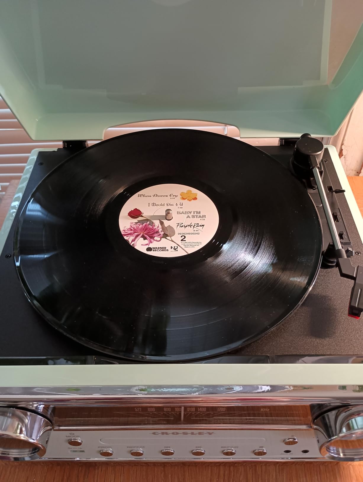 CR6047A-AB Powel 7-in-1 Record Player, Aqua Blue | 3-Speed Turntable, Bluetooth In / Out, Built-in Full-Range Stereo Speakers, AM/FM Radio customer photo 1