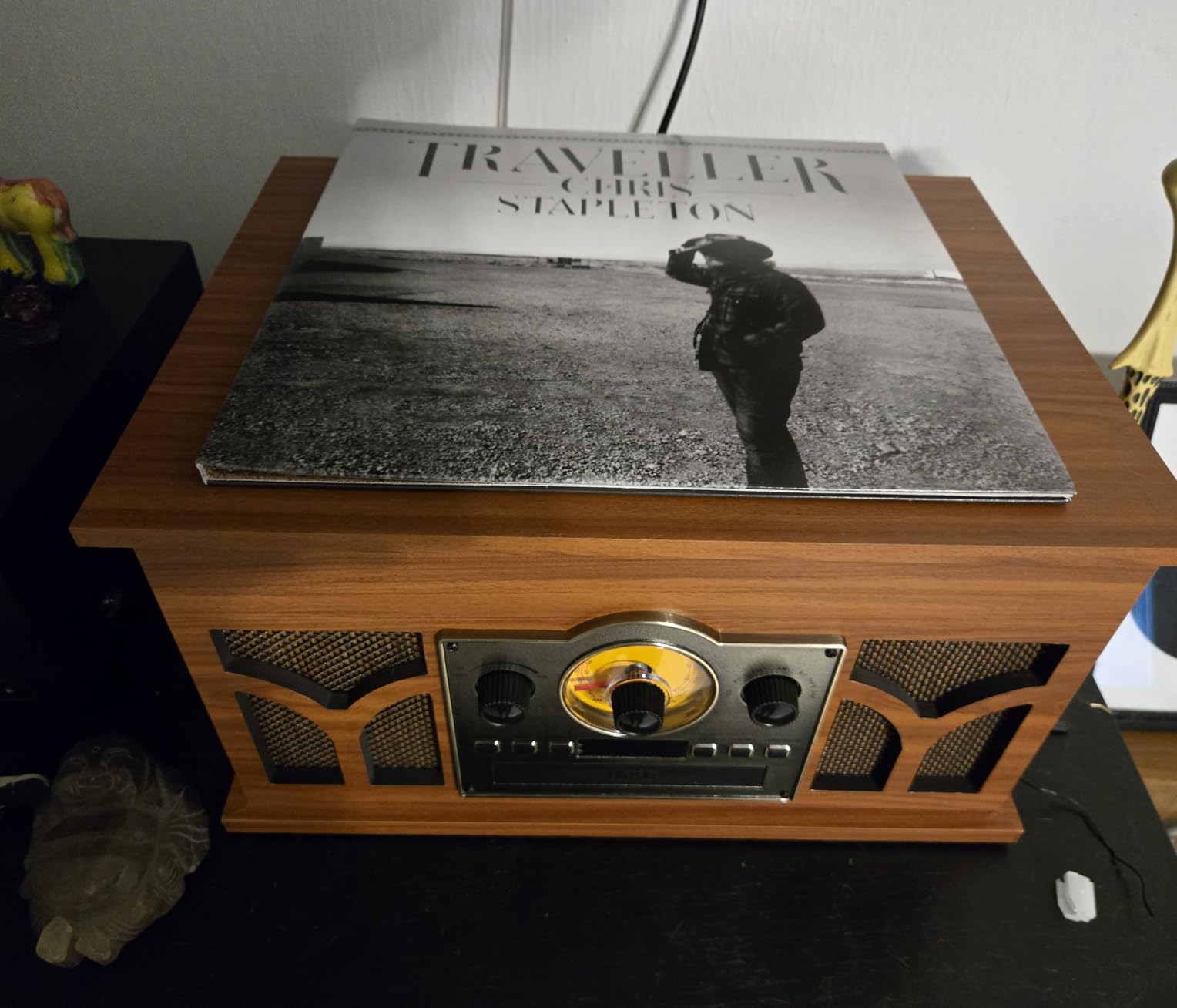 Retrolife 10-in-1 Record Player with Speakers and Bluetooth, Mahogany | 3-Speed Belt-Drive Turntable, CD/Cassette/USB/AM-FM radio, Built-in Stereo Speakers, RCA Output, Real Wood, for 7/10/12 Vinyl customer photo 1