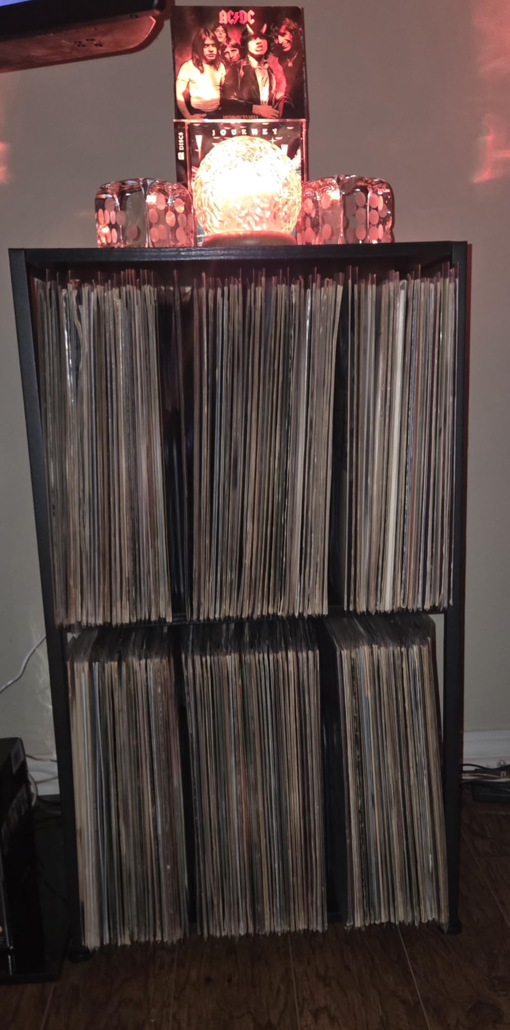 LOAKEKEL Record Player Stand, Vinyl Record Storage Up to 200 Albums, 3 Tier End Table with Removable Dividers, Tall Side Table for Living Room, Bedroom, Rustic Brown, HETCD010BR-1 customer photo 2
