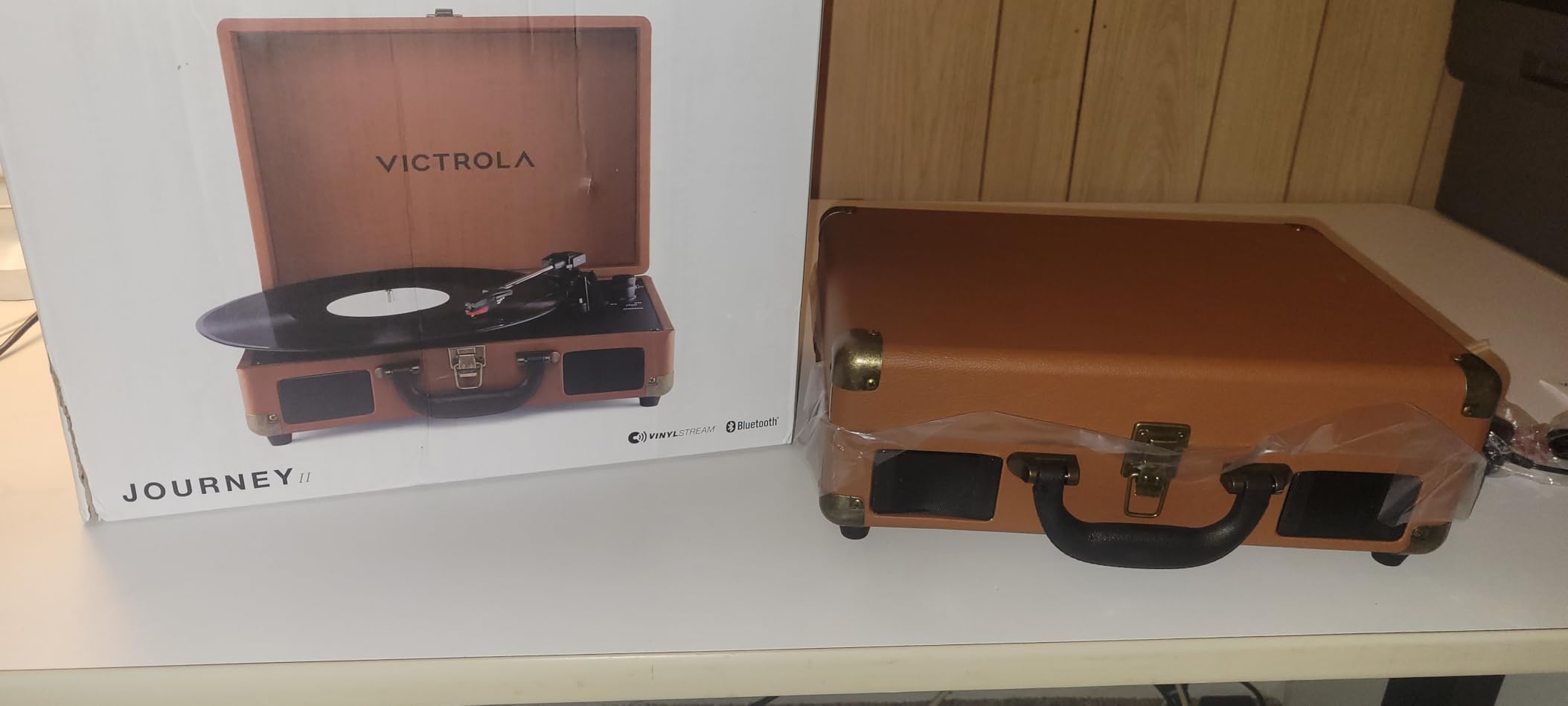 Victrola Journey II - Bluetooth Suitcase Record Player - Turquoise | Built-in stereo speakers, 3-speed turntable plays 7