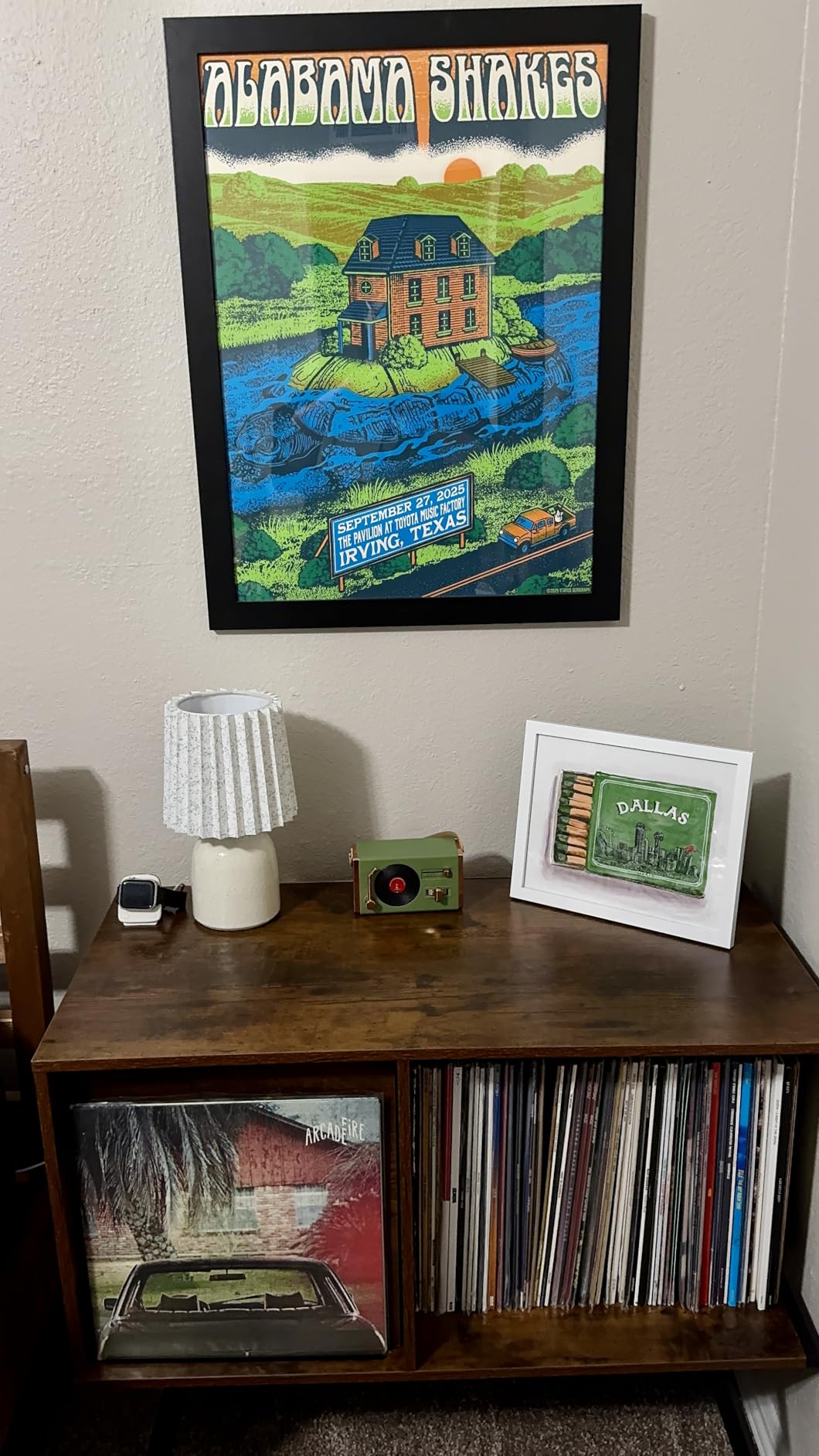 Faesun Record Player Stand with Flip-Down Record Shelf, Walnut | Vinyl Record Storage Holds up to 150+ Albums, Turntable Stand with Album Display, Record Table with Large Open Storage customer photo 2