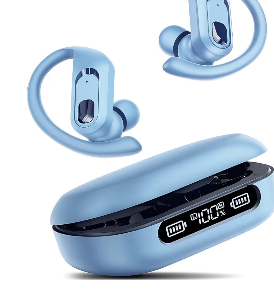 occiam Active Noise Cancelling Earbuds Wireless Bluetooth Headphones | Ear Buds 90Hrs Playback Stereo Bass Earphones with Mic Over-Ear Hooks IPX7 Waterproof Headset for Sports Running Matte Black customer photo 1