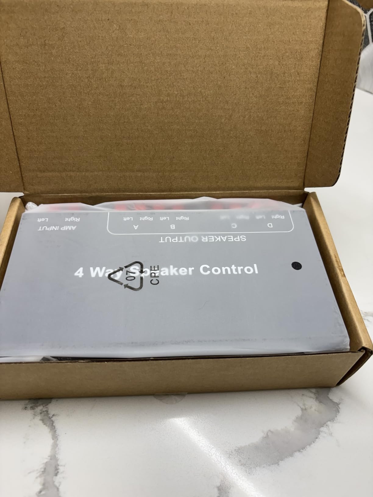 PROZOR 4-Zone Speaker Selector Switch, Passive Speaker Switch Box for 1 Amplifier to 4 Speaker Pairs, Independent A/B/C/D Buttons, 150W RMS per Channel, Supports 4-16 Ohm Passive Speakers customer photo 2