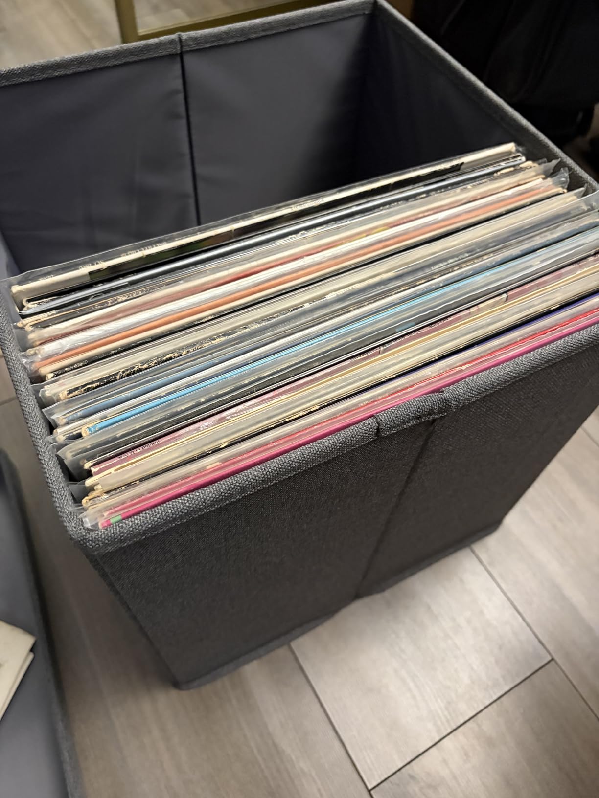 ZICOTO Decorative Vinyl Record Storage Box Set for 100+ Single Records - Sturdy and Easy to Carry LP Holder with Lid - The Perfect Storage Crate for Your Valuable Album Collection customer photo 1