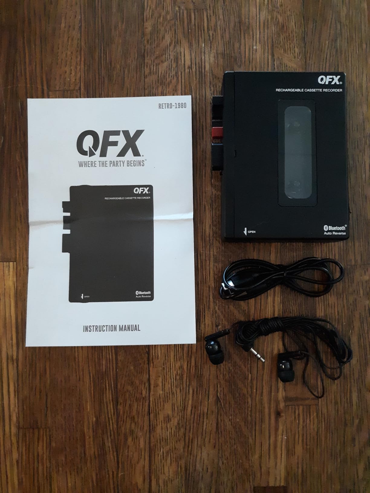 QFX Portable Bluetooth Cassette Tape Player Recorder, RETRO-1980 | Auto Reverse, USB-C Rechargeable, Built-In Speaker and Microphone, Stereo Earbuds Included customer photo 1