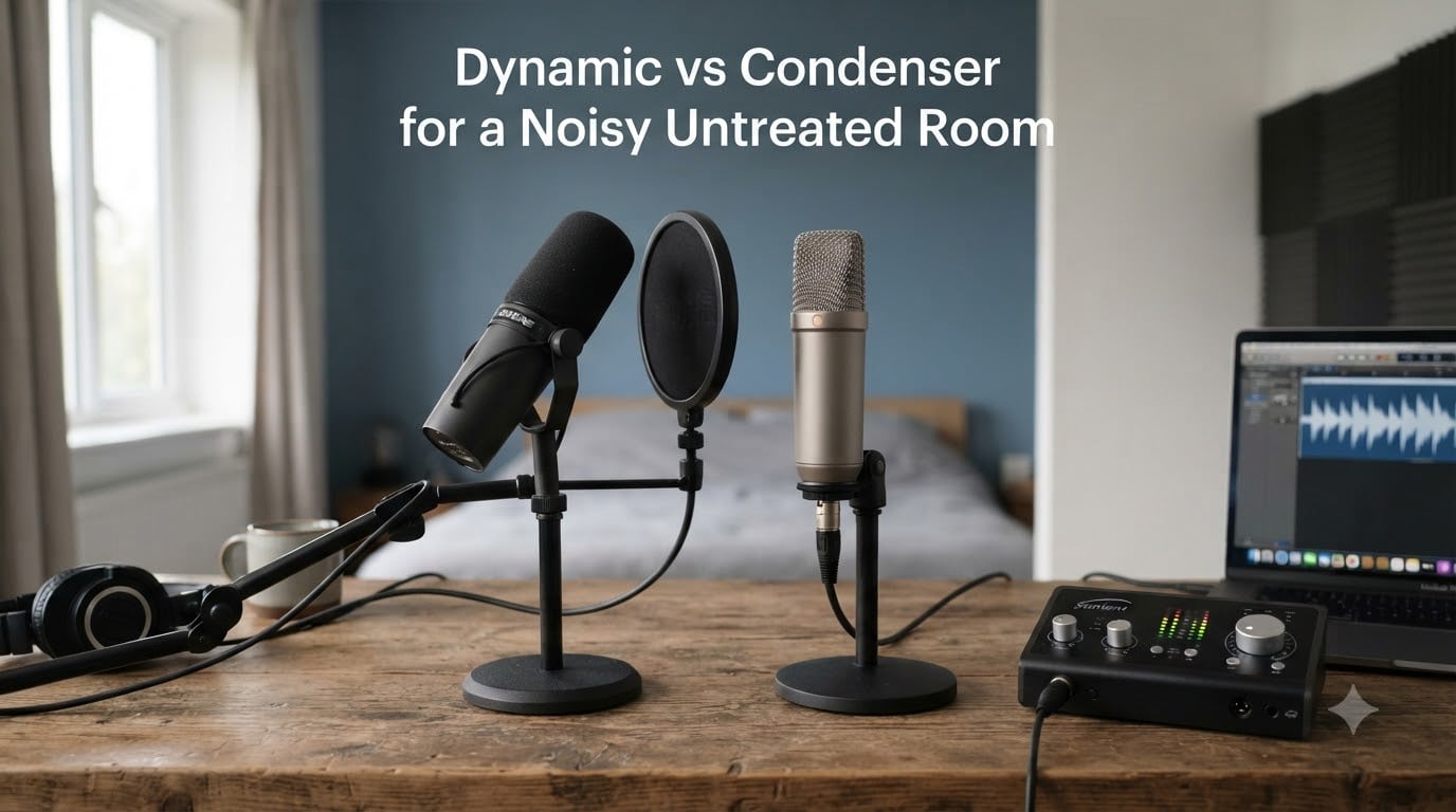 Dynamic vs Condenser for a Noisy Untreated Room
