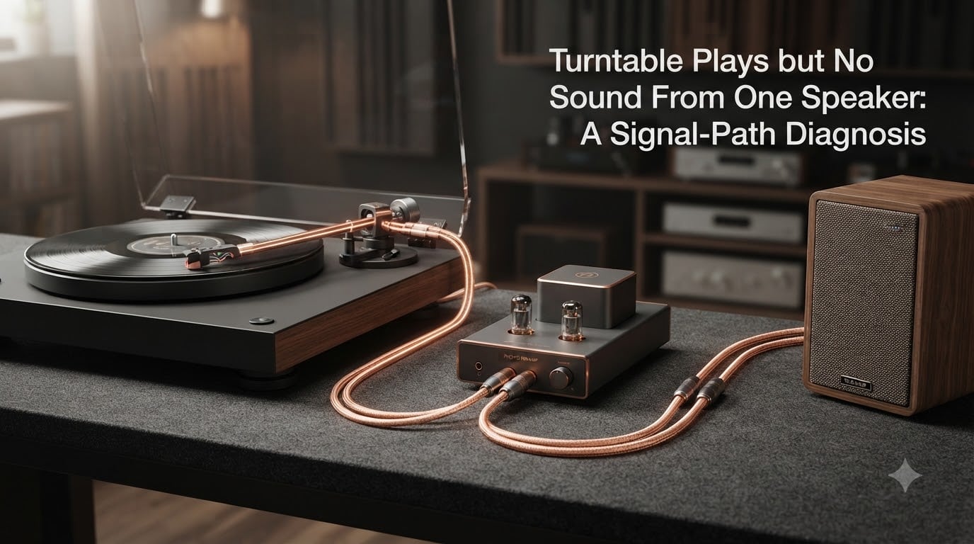 Turntable Plays but No Sound From One Speaker: A Signal-Path Diagnosis