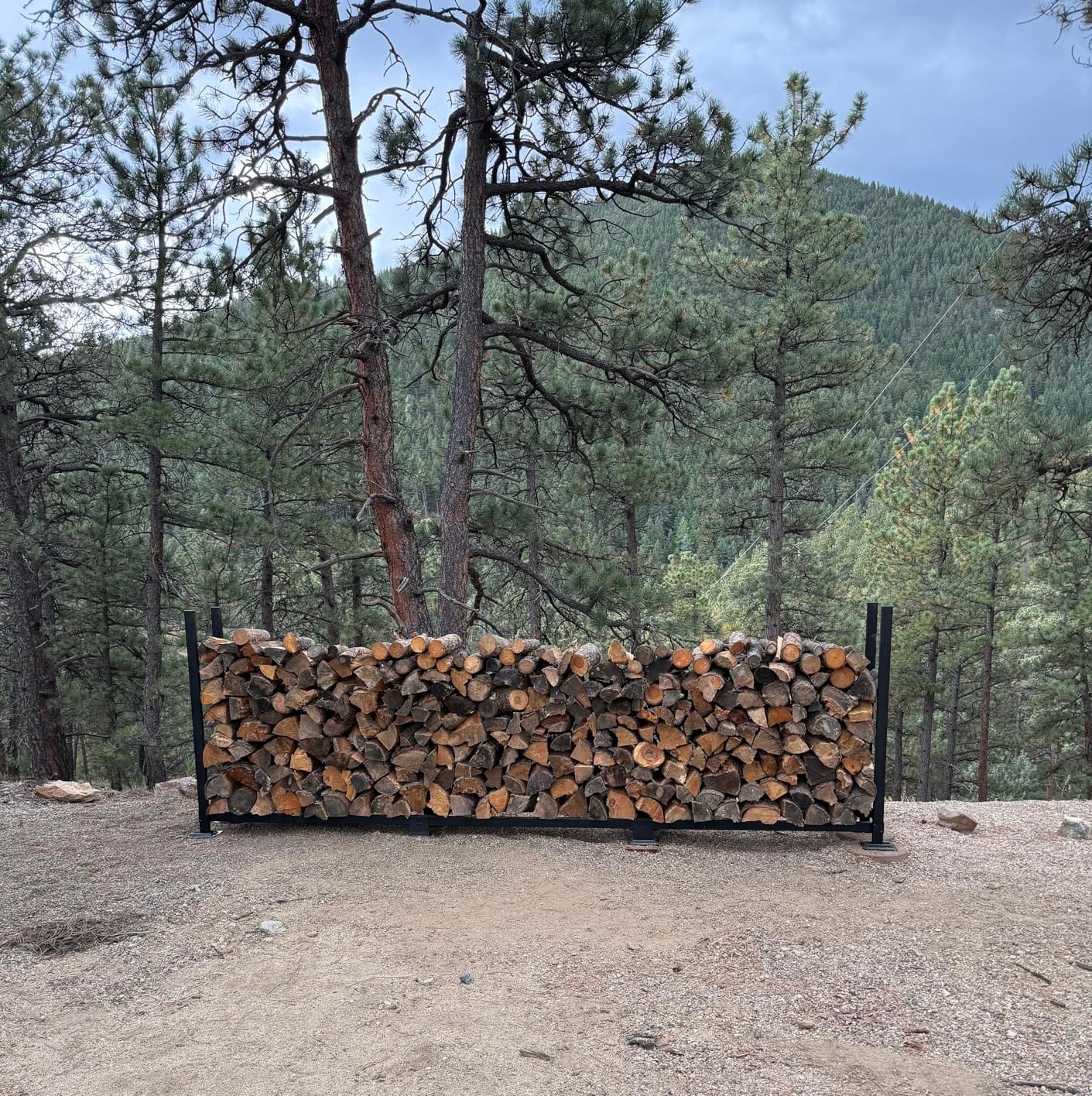 Woodhaven 8-Foot Firewood Rack – American Brand – 1/2 Cord Raised Lumber Storage Rack – Keeps Wood Dry & Ready – Heavy-Duty Steel, Lifetime Structural Warranty (With Cover) customer photo 1