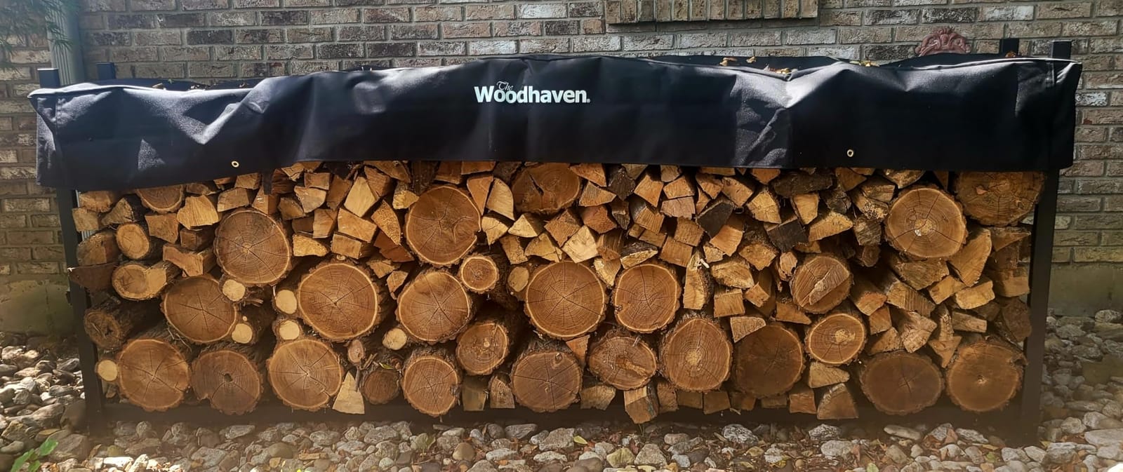 Woodhaven 8-Foot Firewood Rack – American Brand – 1/2 Cord Raised Lumber Storage Rack – Keeps Wood Dry & Ready – Heavy-Duty Steel, Lifetime Structural Warranty (With Cover) customer photo 2