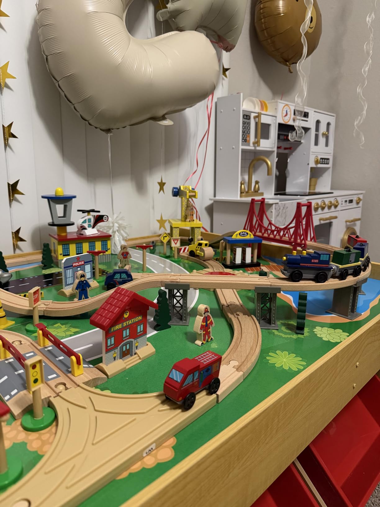 KidKraft Waterfall Mountain Wooden Train Set & Table; 120 Pieces, 3 Bins customer photo 2