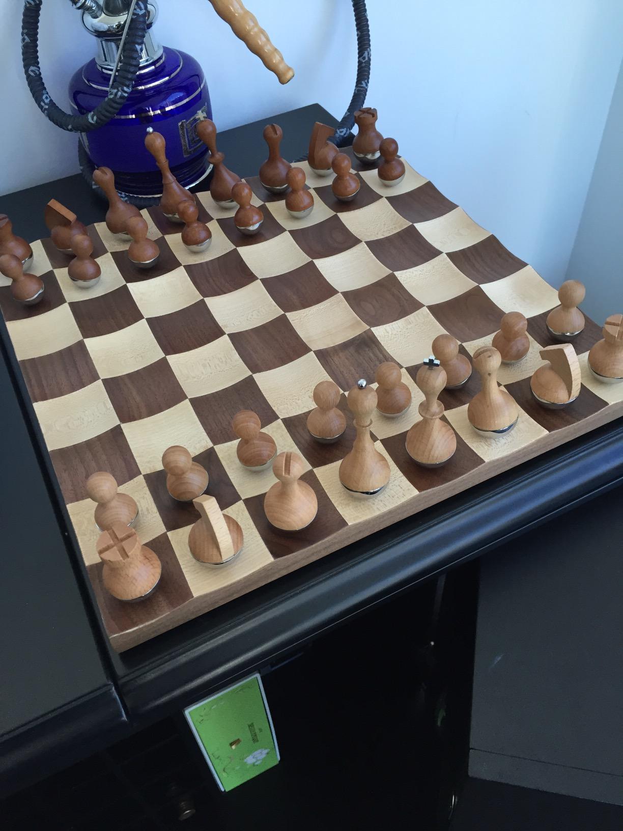 Umbra Wobble Chess Set, Walnut and Maple Wood Board, 15x15-Inch, Walnut customer photo 1