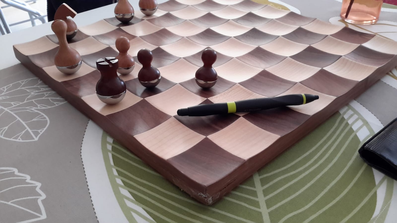 Umbra Wobble Chess Set, Walnut and Maple Wood Board, 15x15-Inch, Walnut customer photo 2