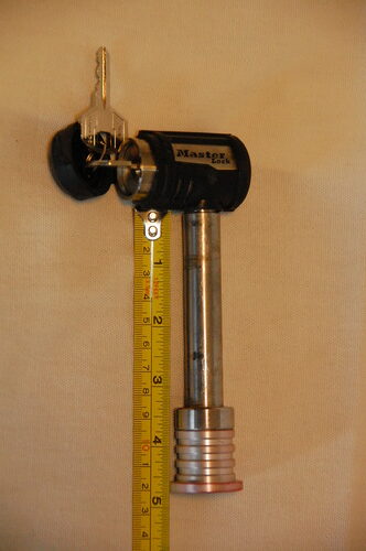 Master Lock Silver and Red Receiver Lock, Stainless Steel Barbell™ Hitch Pin Lock, Fits 5/8 in. Receivers, Weather Resistant Automotive Receiver Lock, 1469DAT customer photo 2