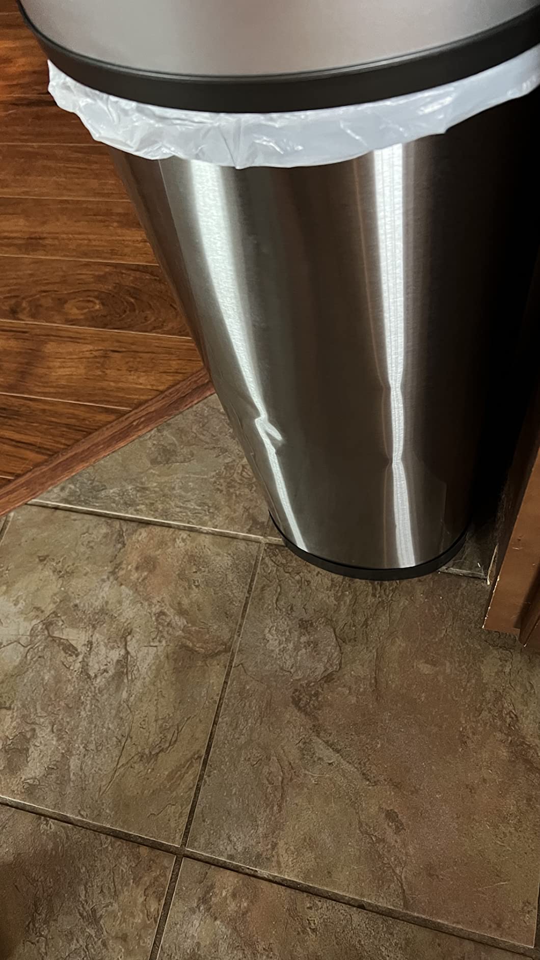 Ninestars 13 Gallon Oval Automatic Trash Can, 50L Touchless Motion Sensor Kitchen Garbage Can with Odor-Sealing Black Lid, Silver Stainless Steel customer photo 1