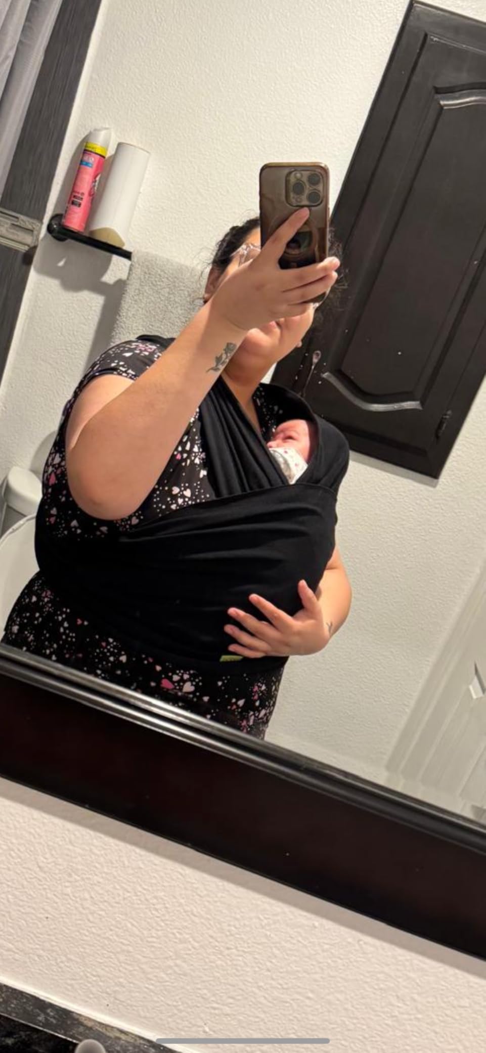 Boba Baby Wrap Carrier - Stretch Cotton Newborn Sling, Black customer photo 1