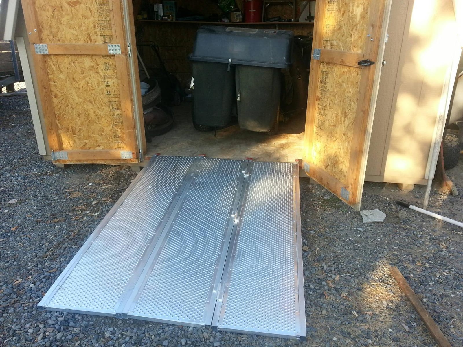 Black Widow 6ft 5in Aluminum Folding ATV Loading Ramp, 1500 lb Capacity | Load four-wheelers into trailer, folds into thirds for storage, safety straps included customer photo 2