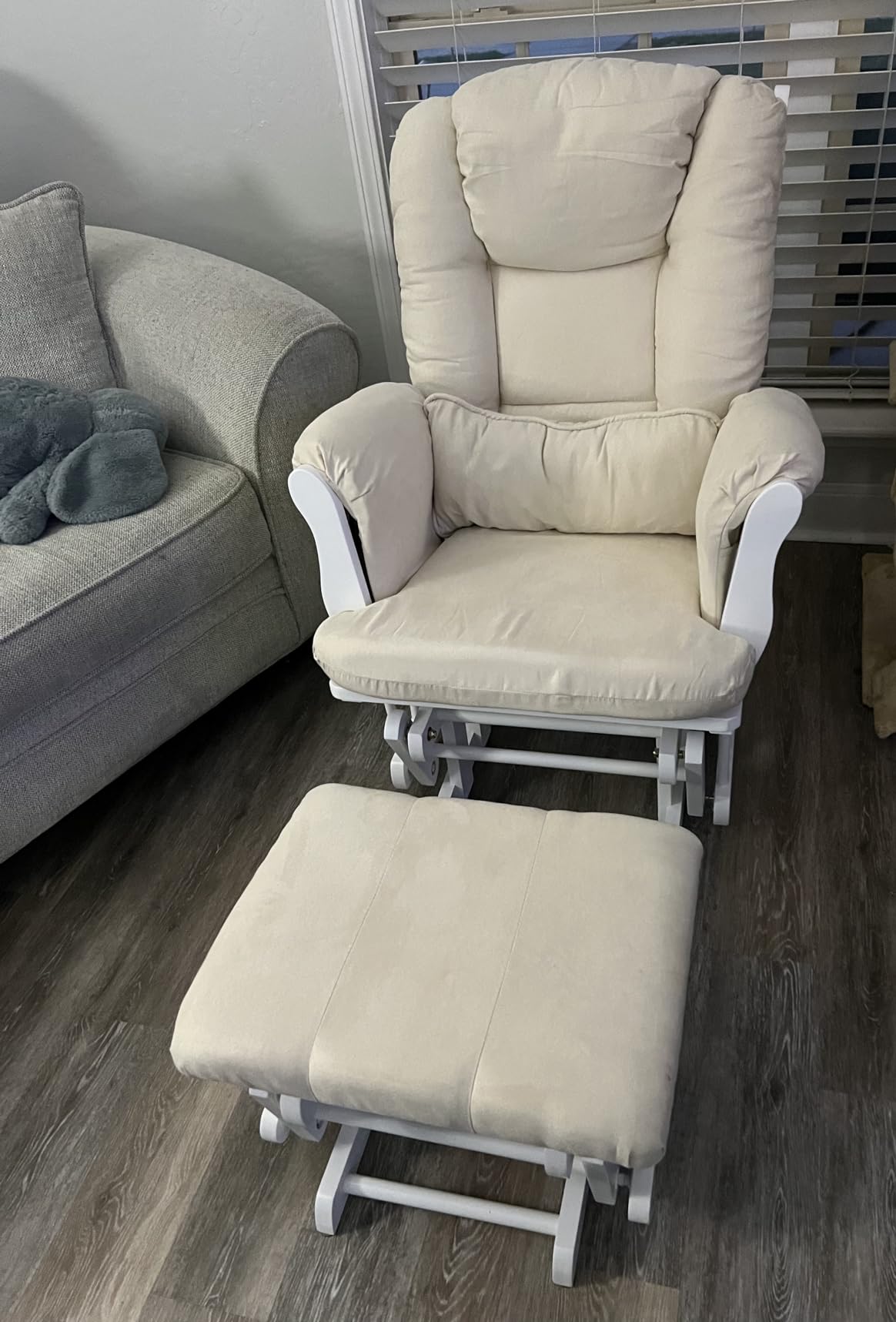 Storkcraft Tuscany Glider and Ottoman with Lumbar Pillow, Espresso/Gray customer photo 1
