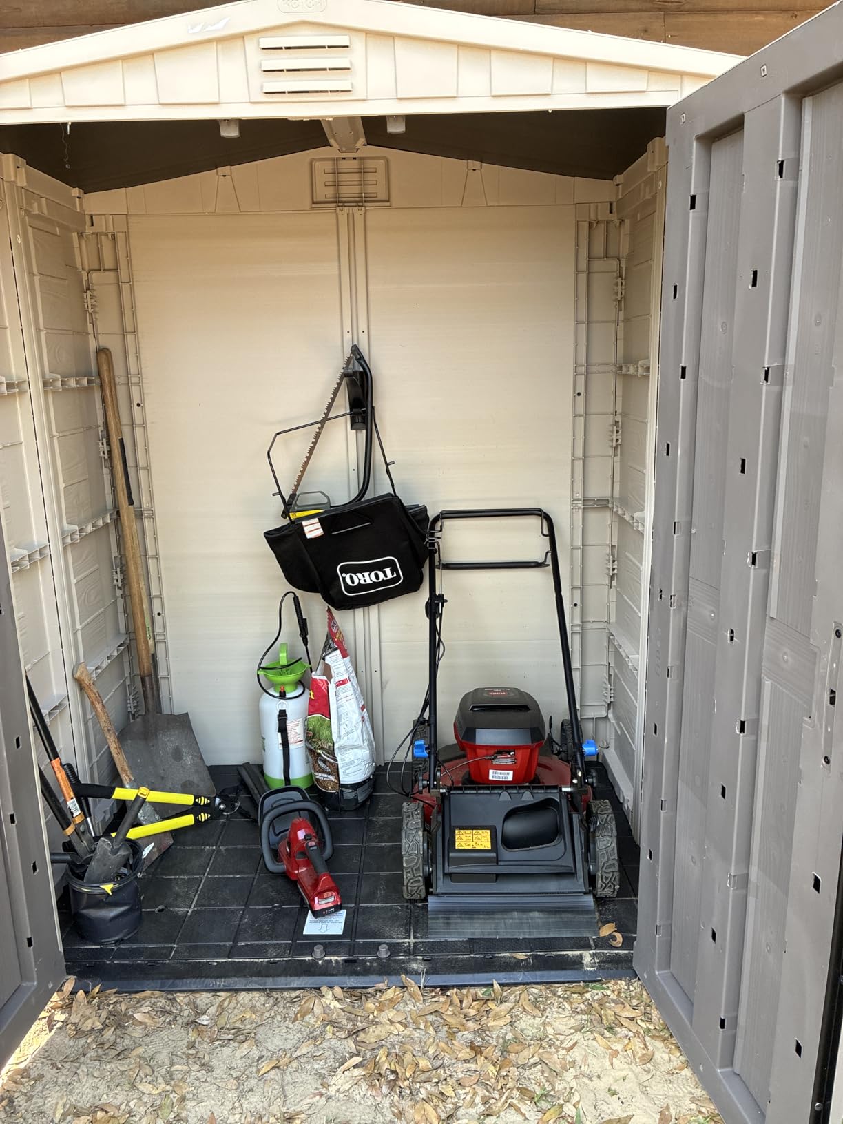 Keter Factor 6x3 Outdoor Storage Shed Kit-Perfect to Store Patio Furniture, Garden Tools Bike Accessories, Beach Chairs and Push Lawn Mower, Taupe & Brown customer photo 1