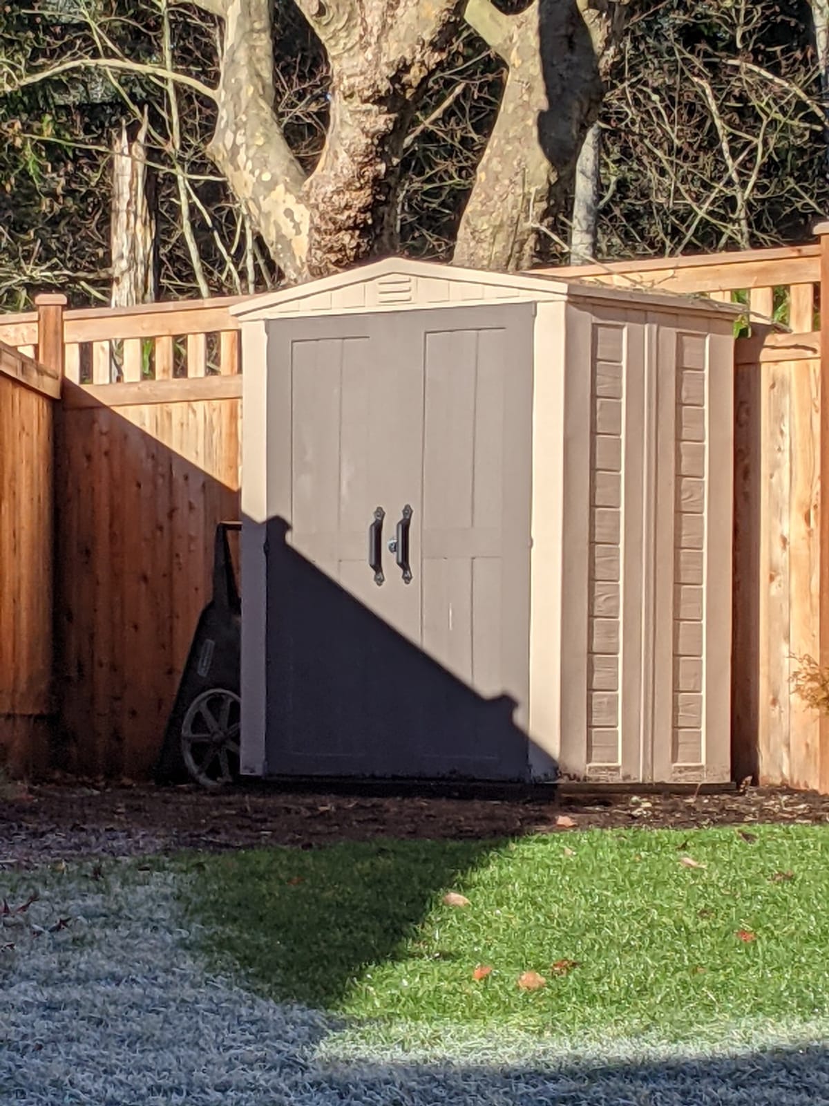 Keter Factor 6x3 Outdoor Storage Shed Kit-Perfect to Store Patio Furniture, Garden Tools Bike Accessories, Beach Chairs and Push Lawn Mower, Taupe & Brown customer photo 2