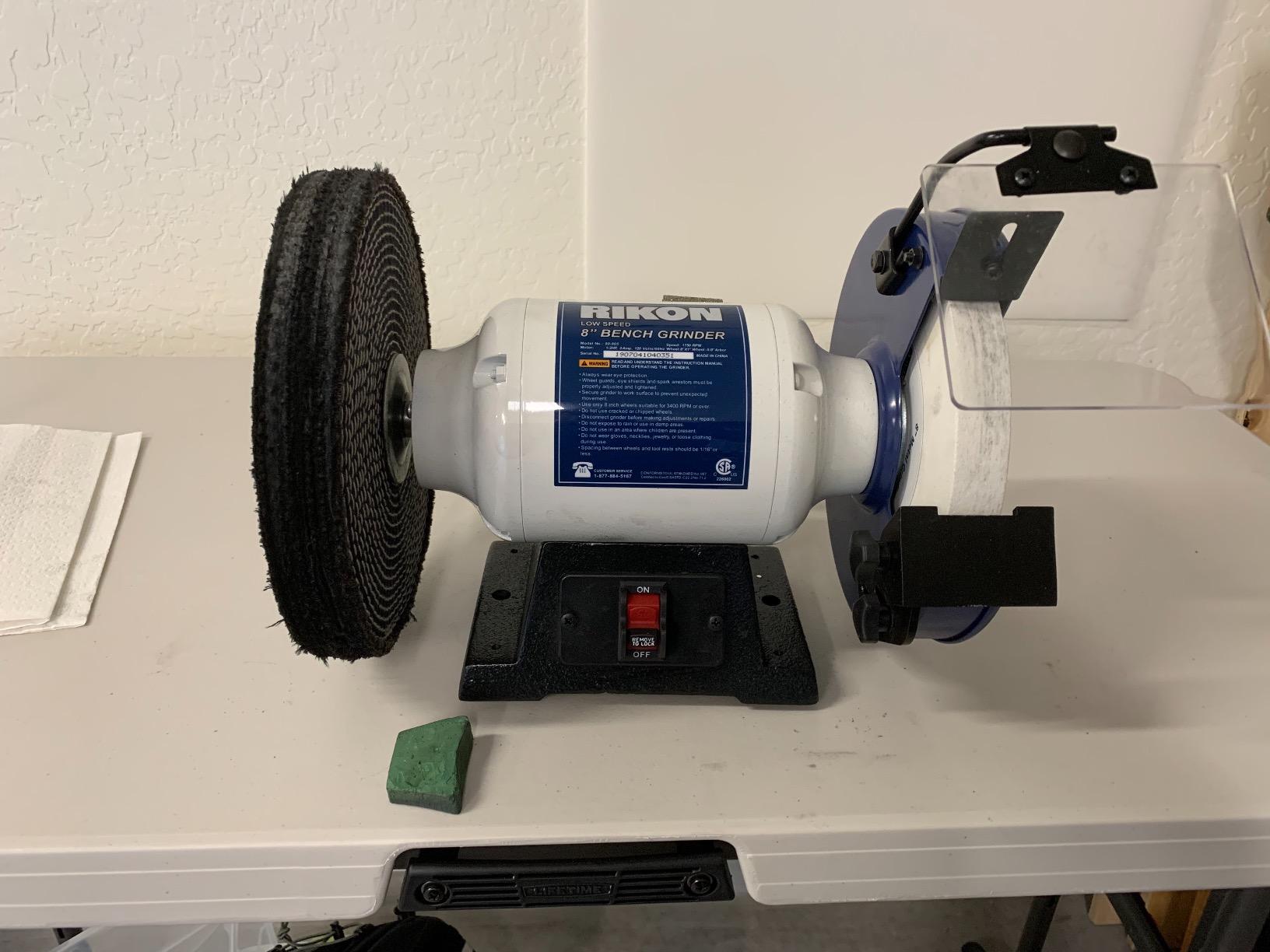 RIKON Professional Power Tools, 80-805, 8†Slow Speed Bench Grinder, Powerful Shop Table Tool, Perfect for Sharpening, With Anti-Vibration Rubber Feet customer photo 1