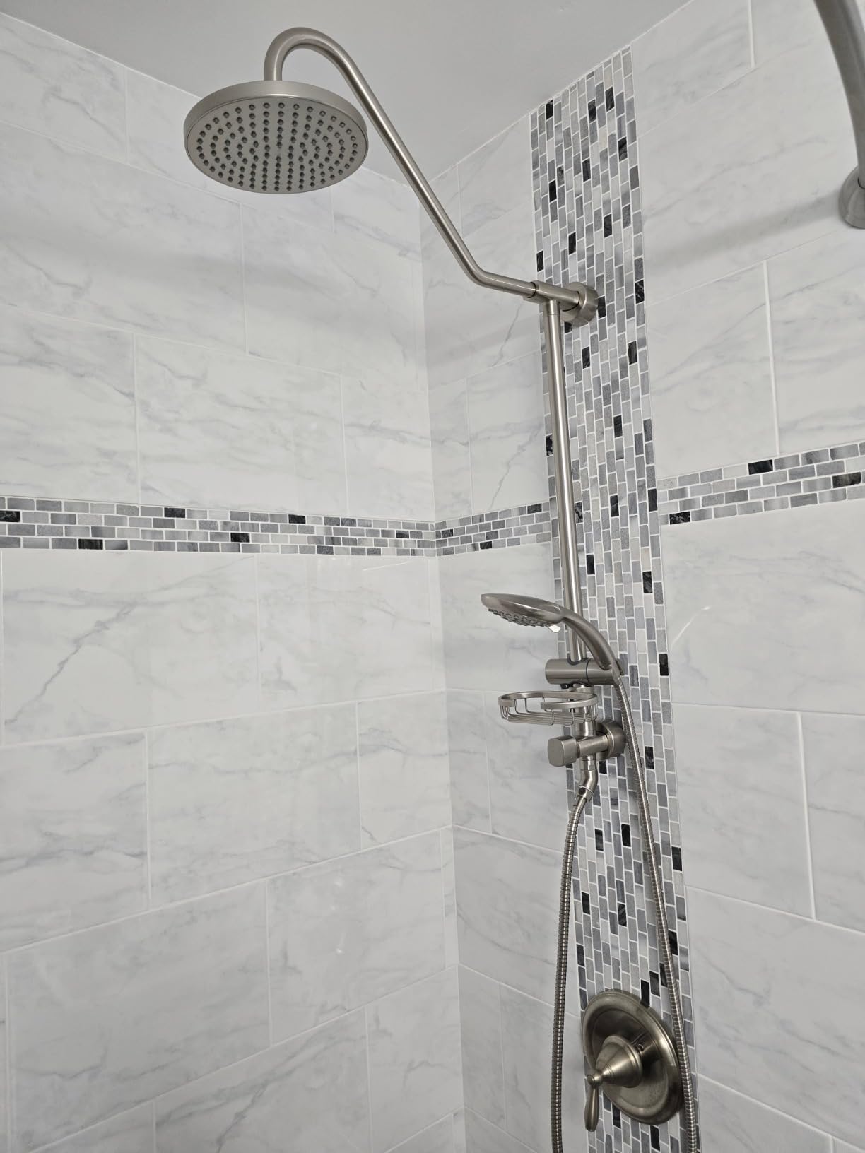 PULSE ShowerSpas Kauai III Brushed Nickel Rain Shower Head with Handheld Spray - 2.5 GPM, 8