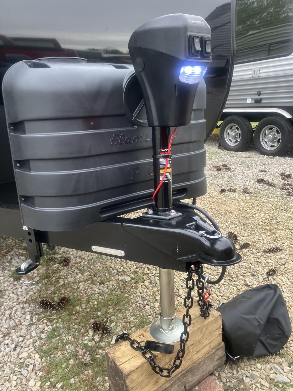 Lippert 3,500 lb Electric Trailer Tongue Jack, RV Power Jack, Black 285318 customer photo 2