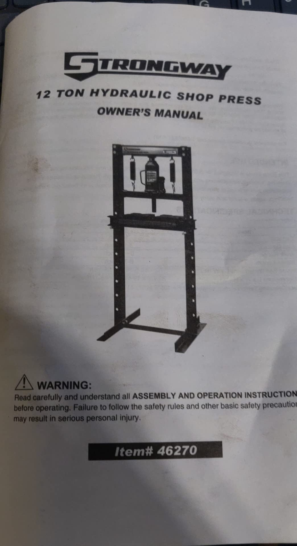 Strongway 12-Ton Hydraulic H-Frame Shop Press | Controlled pressing force, Automotive repair, Bearing service, Straightening/fabrication, Shop-ready construction customer photo 1