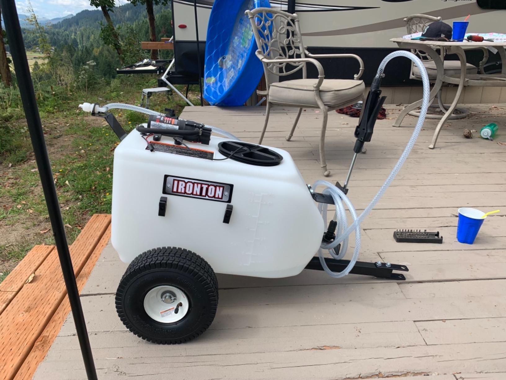 Ironton Tow-Behind Trailer Broadcast and Spot Sprayer, 13-Gal. Capacity | 12 Volt DC, Broadcast and spot application, Lawn, farm and acreage use, Targeted liquid delivery, Durable tank construction customer photo 1