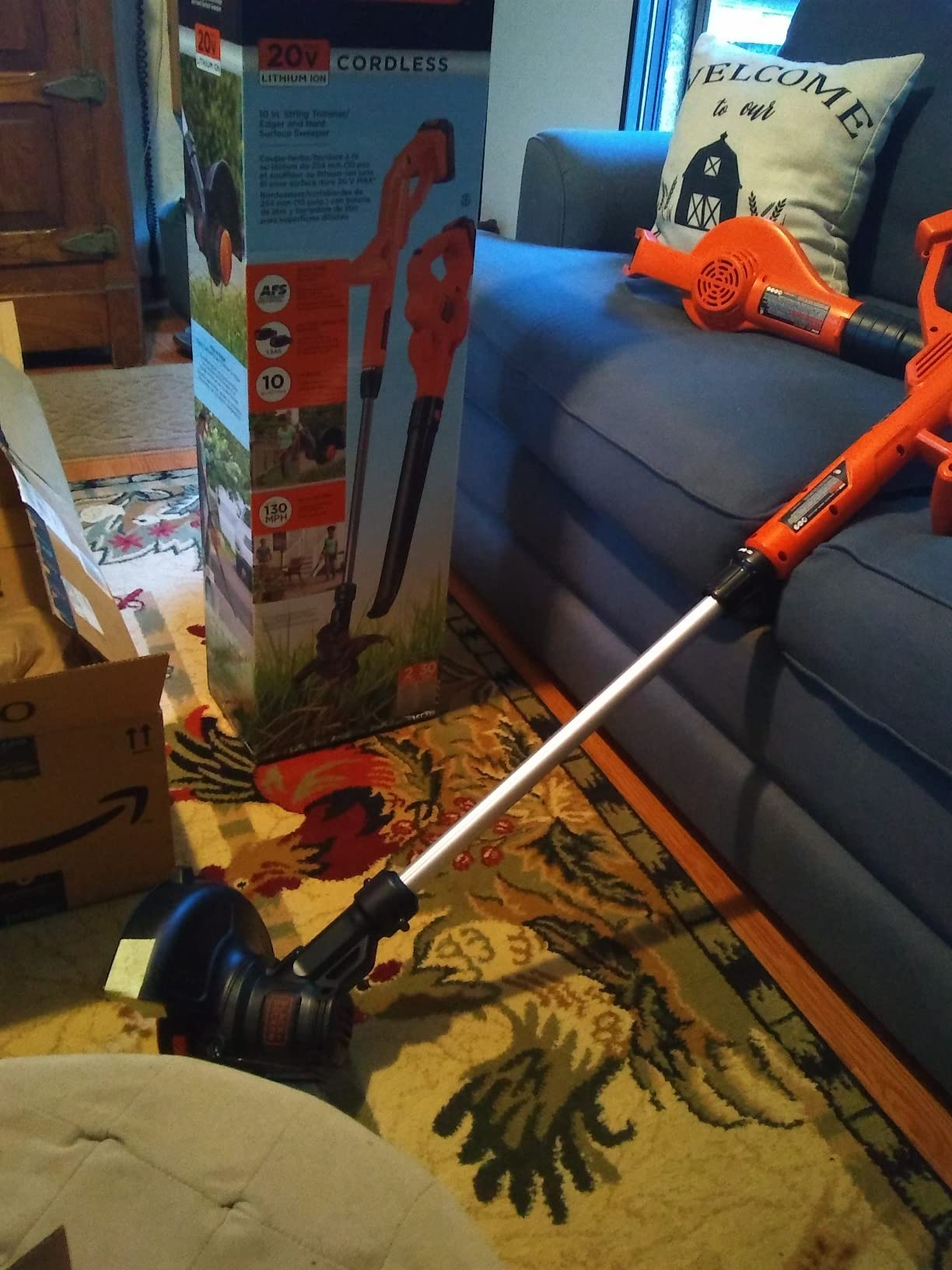 BLACK+DECKER 20V MAX Weed Eater, Edger and Sweeper Combo, Includes 2 Batteries and Charger, Cordless Electric Weed Wacker and 130 Mph Hard Surface Leaf Blower, 10 in. (LCC222) customer photo 1