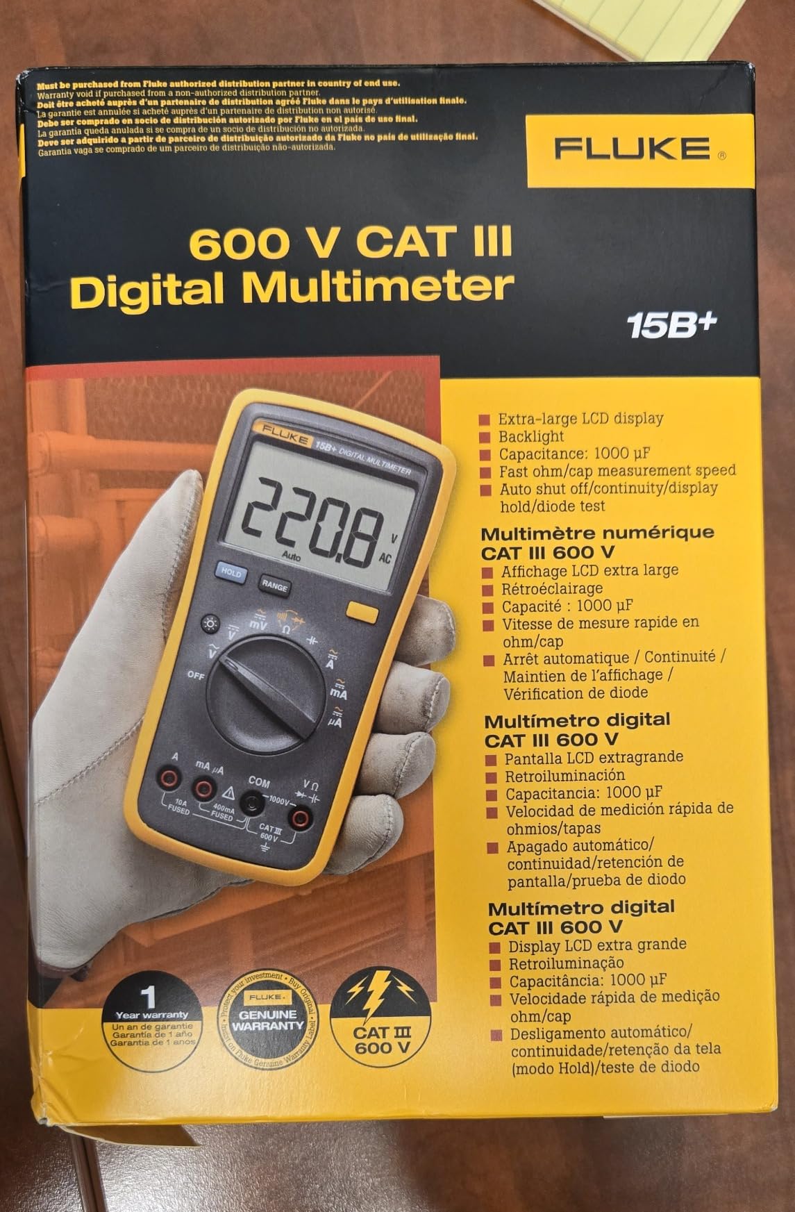 Fluke 15B+ Digital Multimeter, for Electrical Applications, Measures AC/DC Voltage and Current Measurements up to 1000V and 10A, Along with Resistance, Continuity, Diode, and Capacitance Capabilities customer photo 2