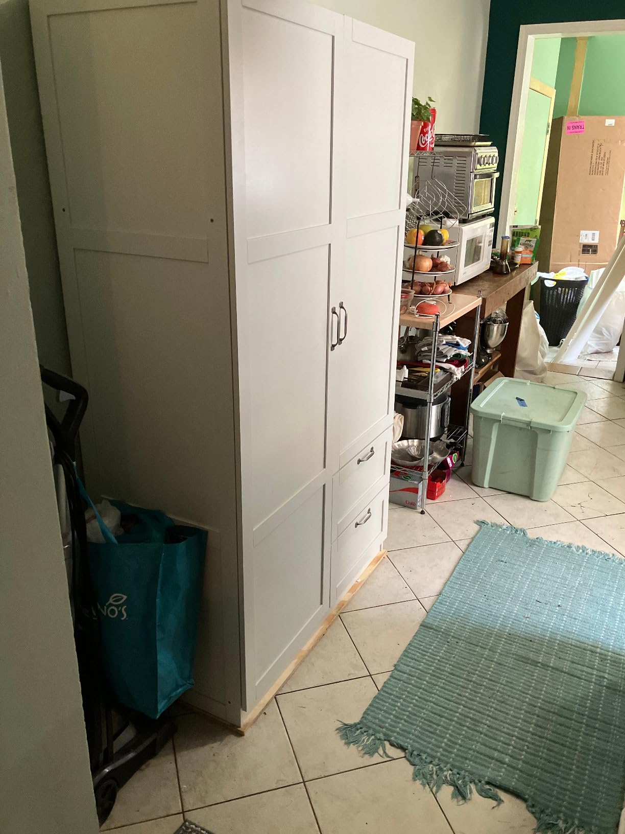 Sauder Select Multipurpose Bedroom Armoire Wardrobe Closet Pantry Storage Cabinet with Storage Drawers and Hanging Rail, in Soft White finish customer photo 1
