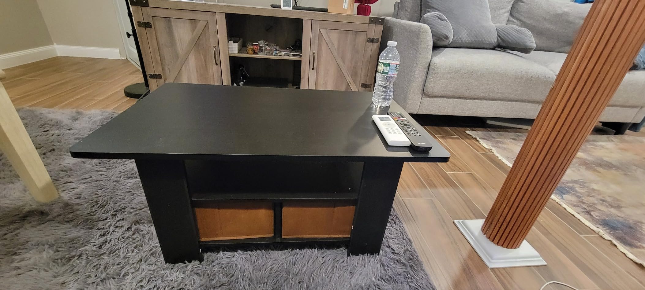 Furinno Andrey Coffee Table with Bin Drawer, French Oak Grey/Black customer photo 2