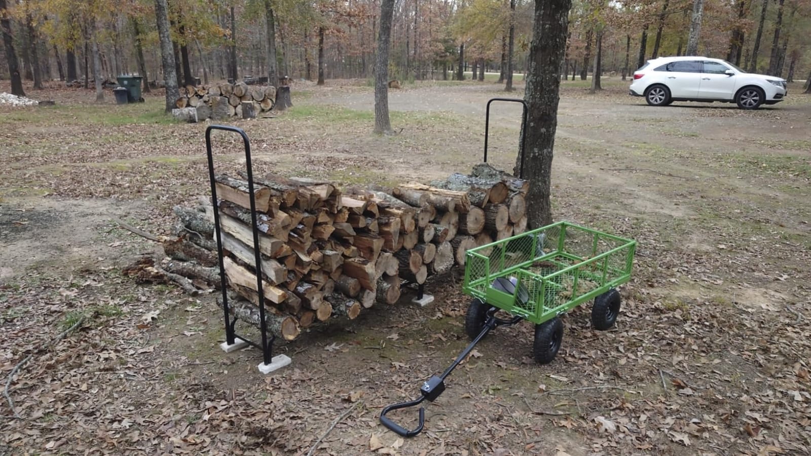 Amagabeli 8ft Firewood Log Rack Outdoor Heavy Duty Logs Holder for Fireplace Indoor Outdoor Adjustable Wood Racks for Fire Wood Holder Metal Pile Stand Storage Stacker Organizer Black customer photo 1