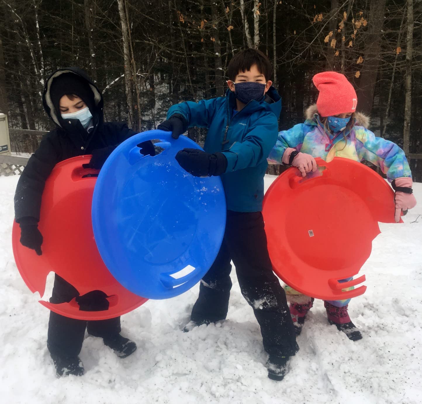 Slippery Racer Heavy-Duty Cold Resistant Downhill Pro Adults and Kids Plastic Outdoor Winter Saucer Disc Snow Sled with Handles customer photo 2