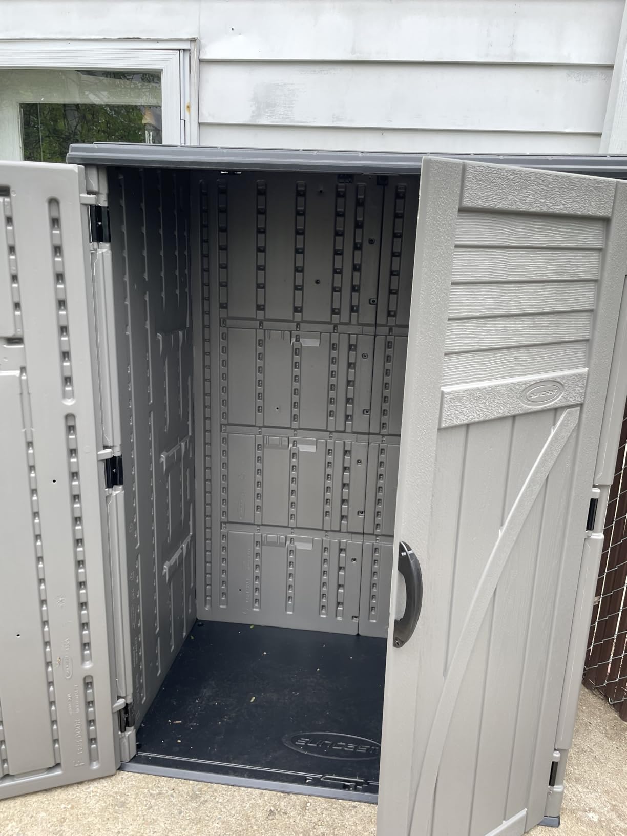 Suncast 54 Cu Ft Medium Vertical Storage Shed, Stoney, Made in USA customer photo 1