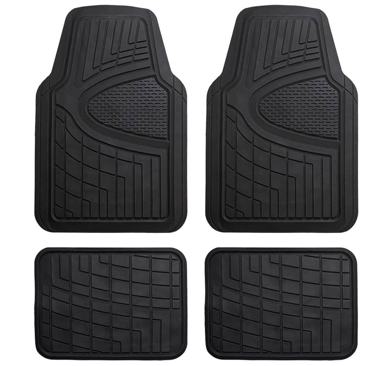 FH Group Automotive Floor Mats - Heavy-Duty Rubber Floor Mats for Cars, Universal Fit Full Set, Climaproof & Trimmable Floor Mats for Most Sedan, SUV, Truck, Black customer photo 1